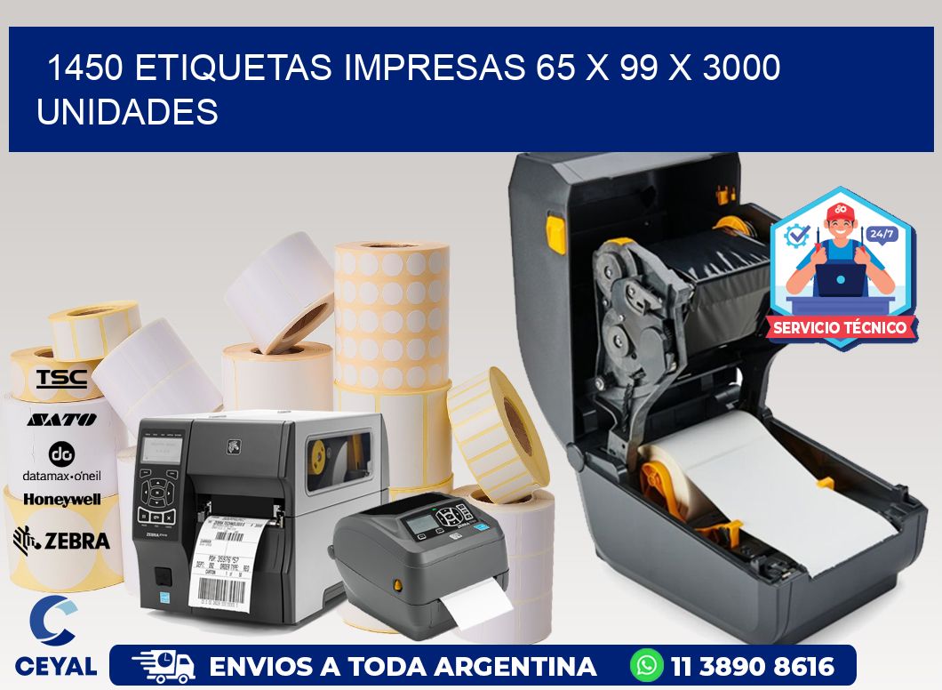 1450 ETIQUETAS IMPRESAS 65 x 99 X 3000 UNIDADES
