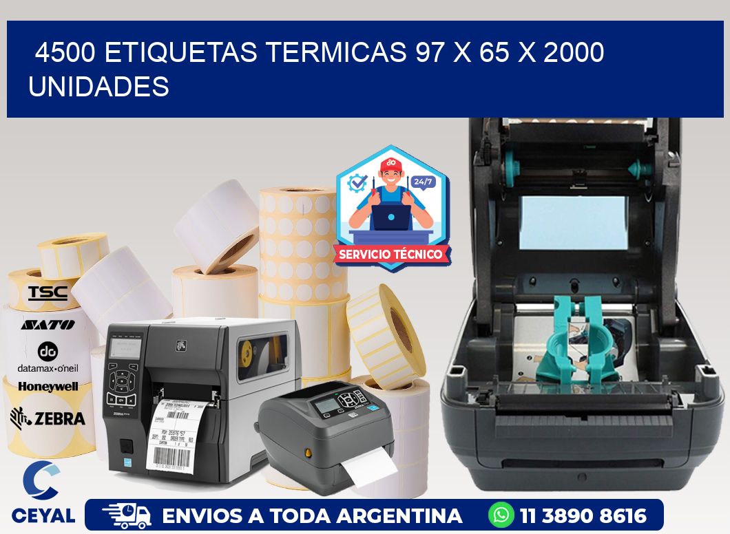 4500 ETIQUETAS TERMICAS 97 x 65 X 2000 UNIDADES