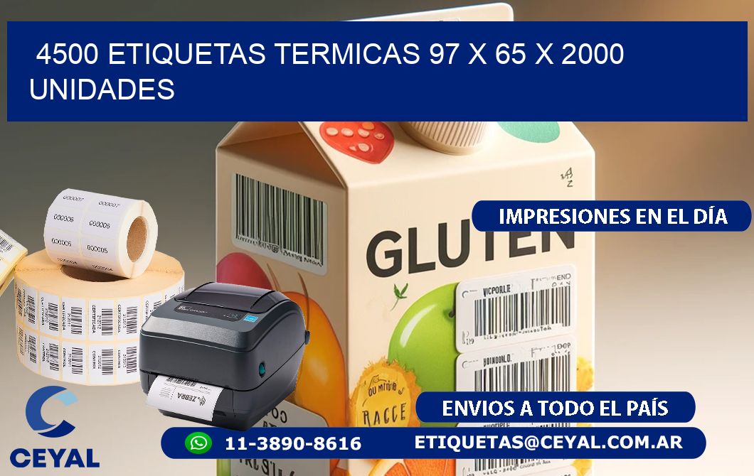 4500 ETIQUETAS TERMICAS 97 x 65 X 2000 UNIDADES