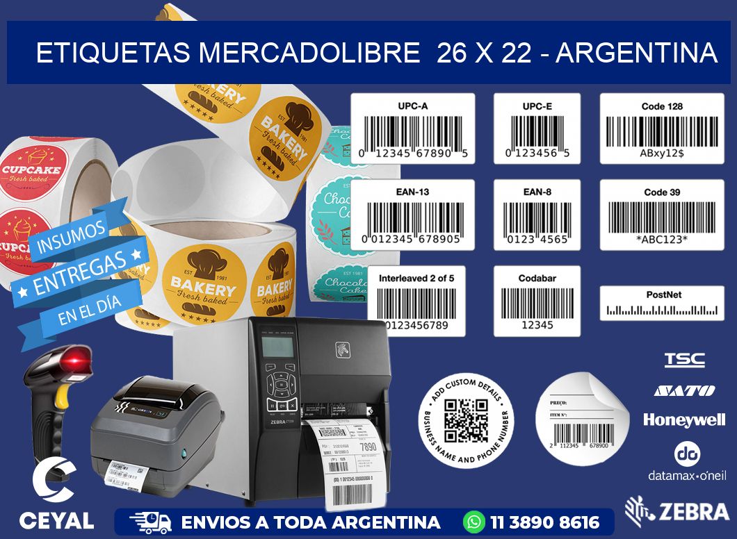 ETIQUETAS MERCADOLIBRE 26 x 22 - ARGENTINA
