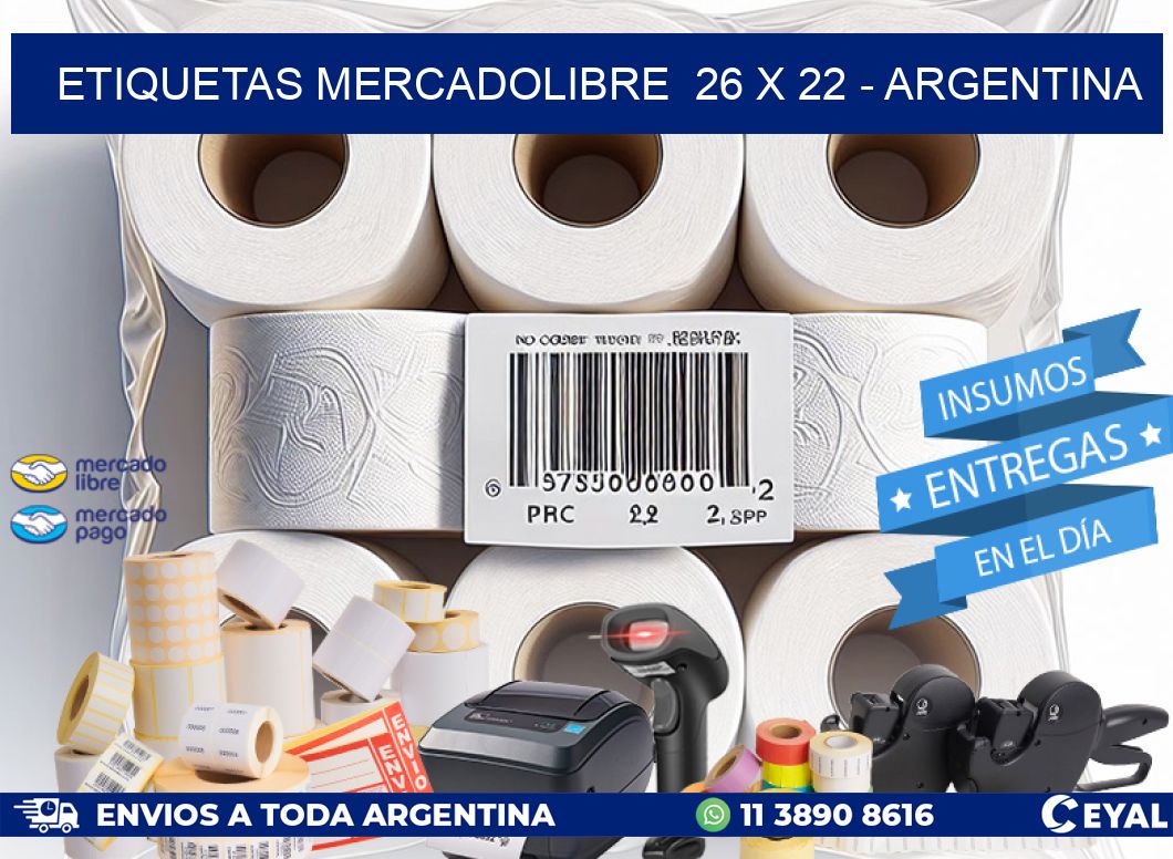 ETIQUETAS MERCADOLIBRE 26 x 22 - ARGENTINA