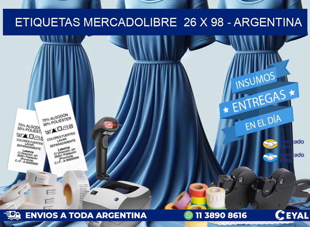 ETIQUETAS MERCADOLIBRE  26 x 98 - ARGENTINA