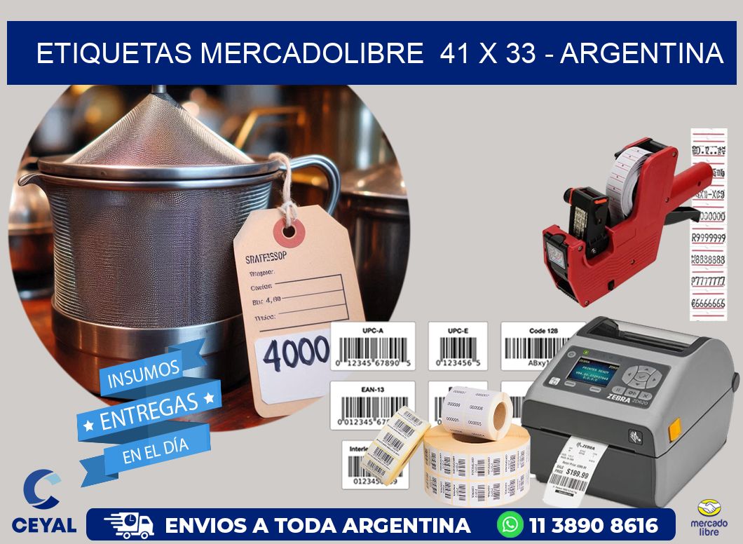 ETIQUETAS MERCADOLIBRE  41 x 33 - ARGENTINA