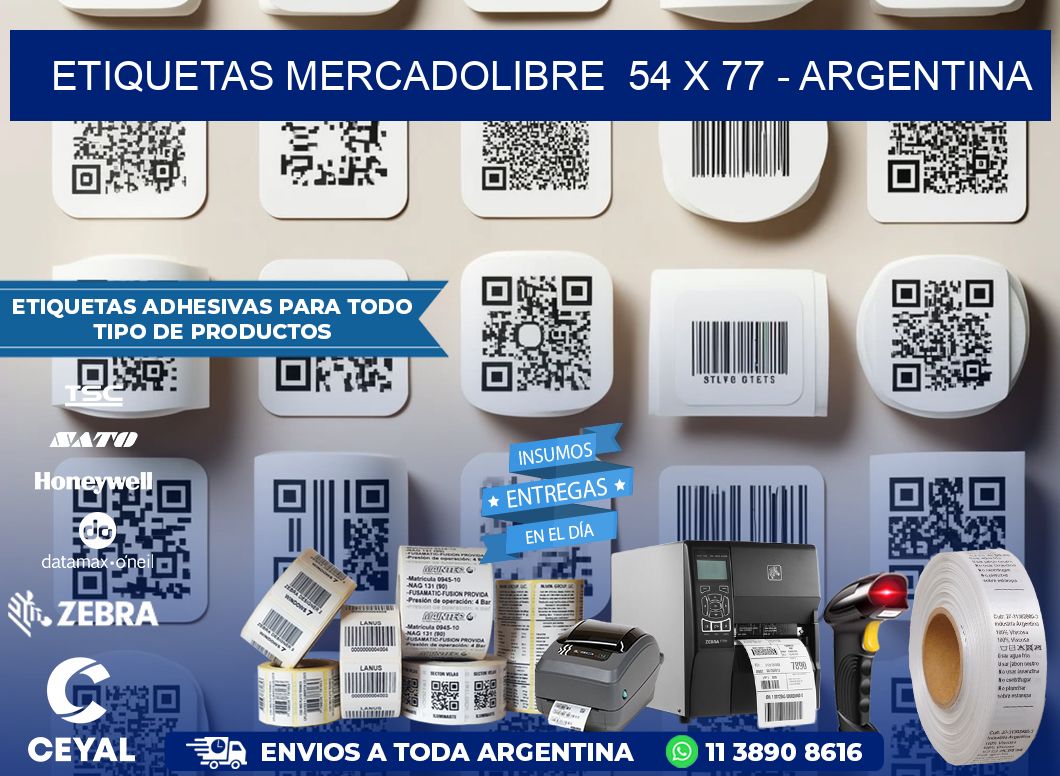 ETIQUETAS MERCADOLIBRE 54 x 77 - ARGENTINA