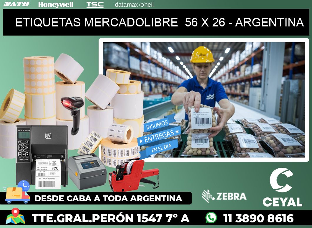 ETIQUETAS MERCADOLIBRE 56 x 26 - ARGENTINA