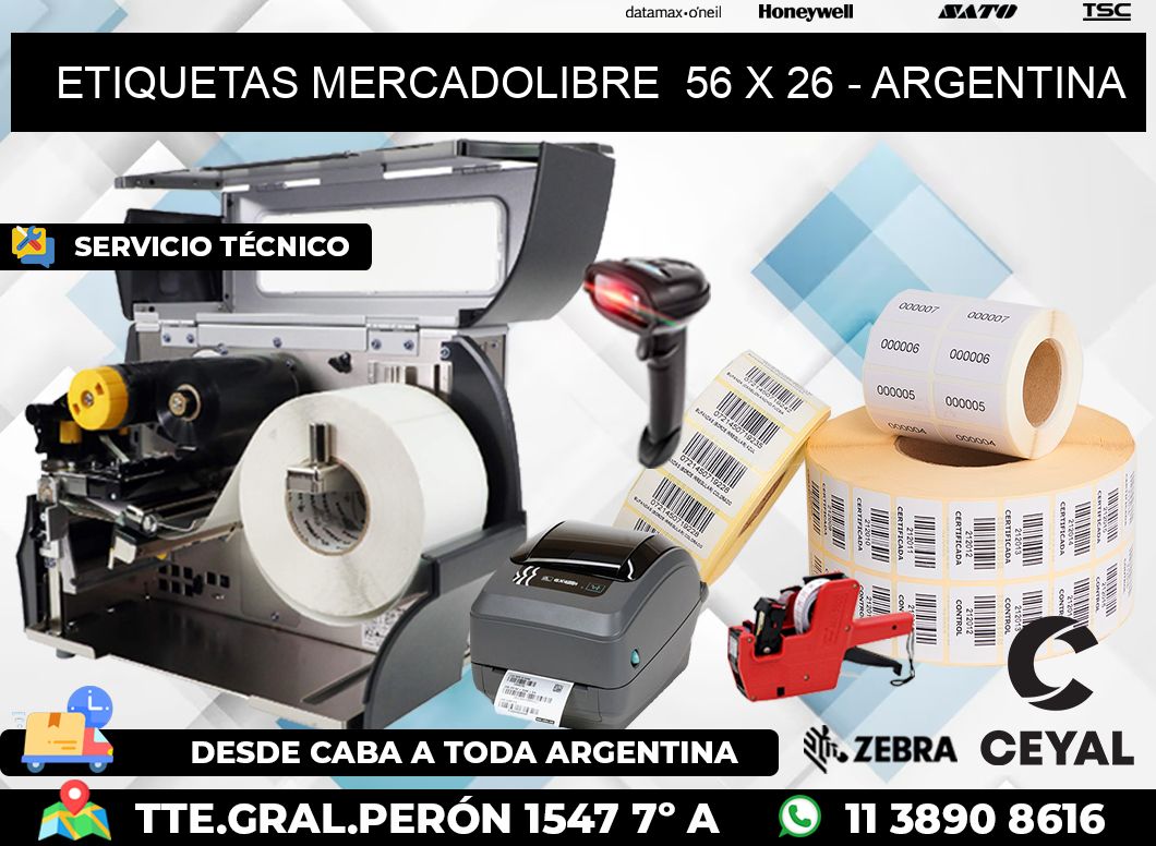 ETIQUETAS MERCADOLIBRE 56 x 26 - ARGENTINA