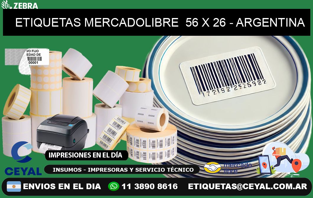 ETIQUETAS MERCADOLIBRE 56 x 26 - ARGENTINA