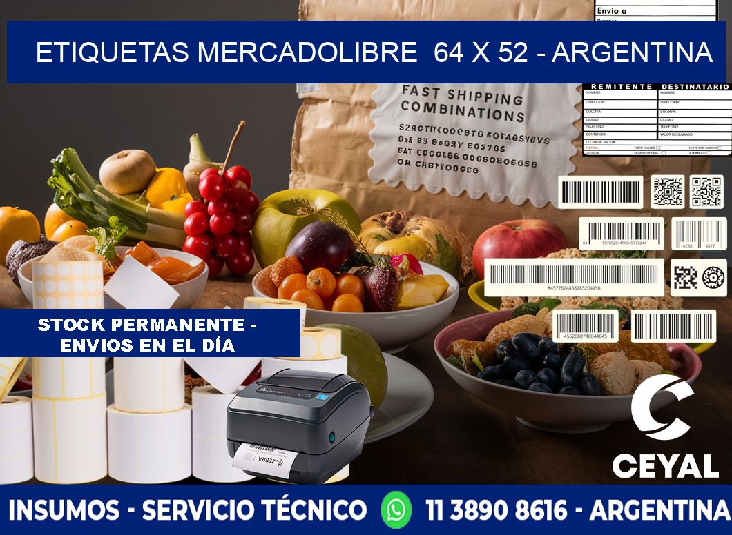 ETIQUETAS MERCADOLIBRE 64 x 52 - ARGENTINA