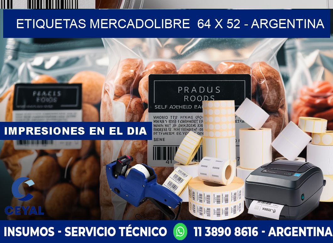 ETIQUETAS MERCADOLIBRE 64 x 52 - ARGENTINA