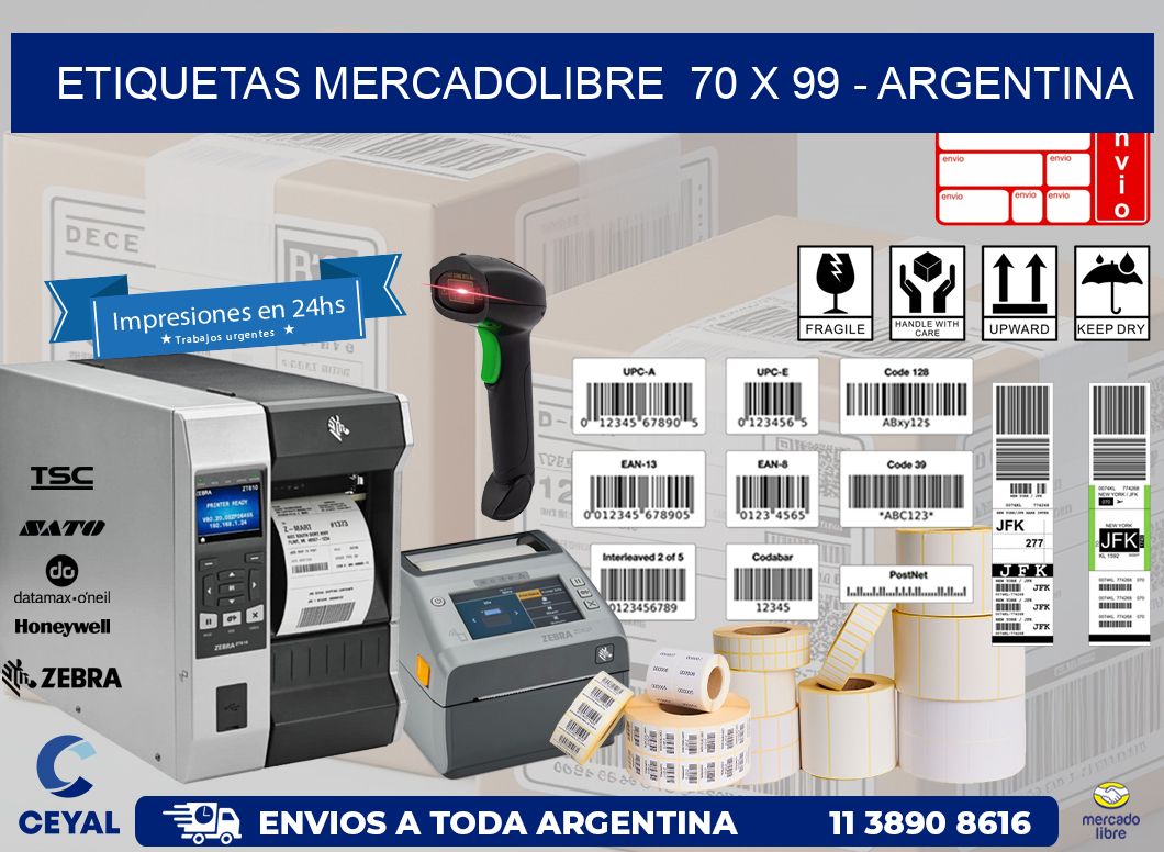 ETIQUETAS MERCADOLIBRE 70 x 99 - ARGENTINA