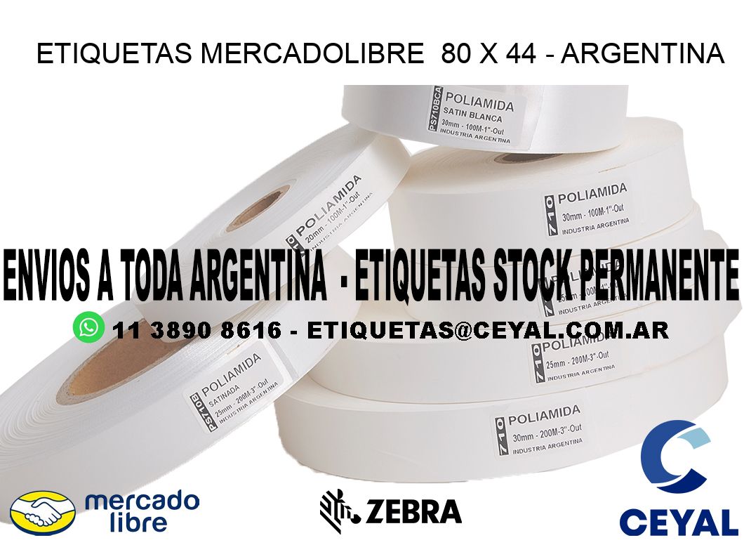 ETIQUETAS MERCADOLIBRE 80 x 44 - ARGENTINA