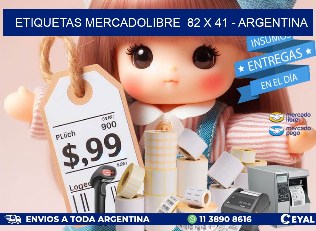 ETIQUETAS MERCADOLIBRE 82 x 41 - ARGENTINA