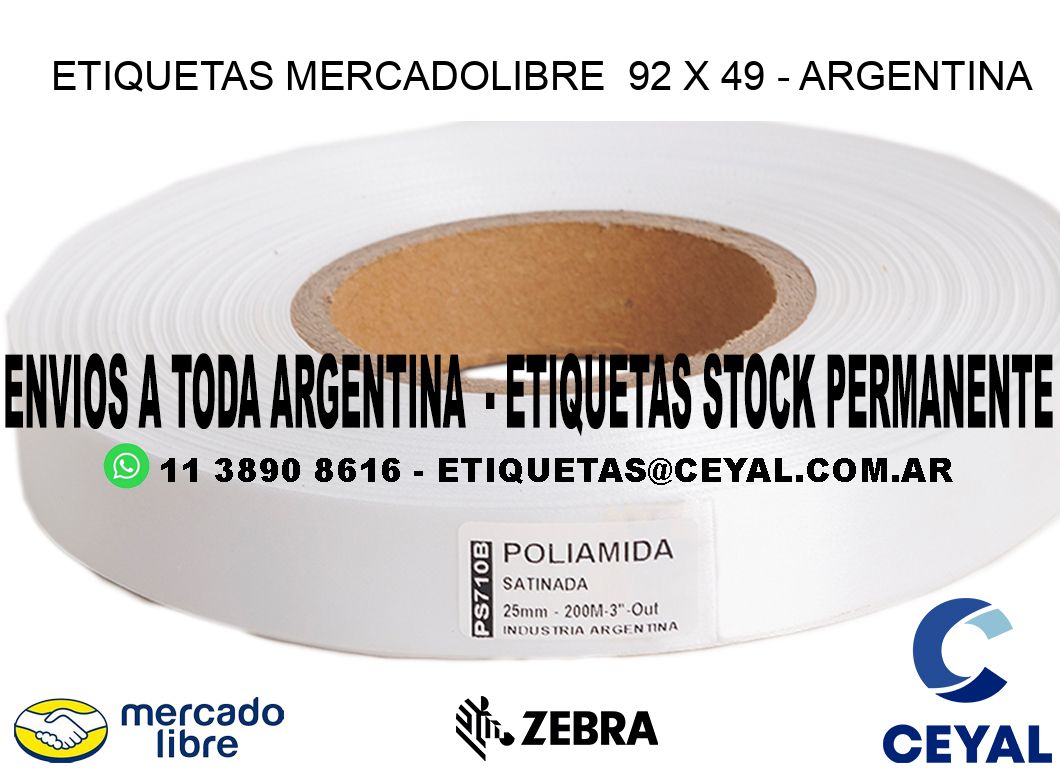 ETIQUETAS MERCADOLIBRE 92 x 49 - ARGENTINA