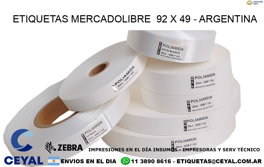 ETIQUETAS MERCADOLIBRE 92 x 49 - ARGENTINA
