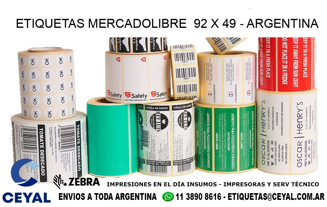 ETIQUETAS MERCADOLIBRE 92 x 49 - ARGENTINA