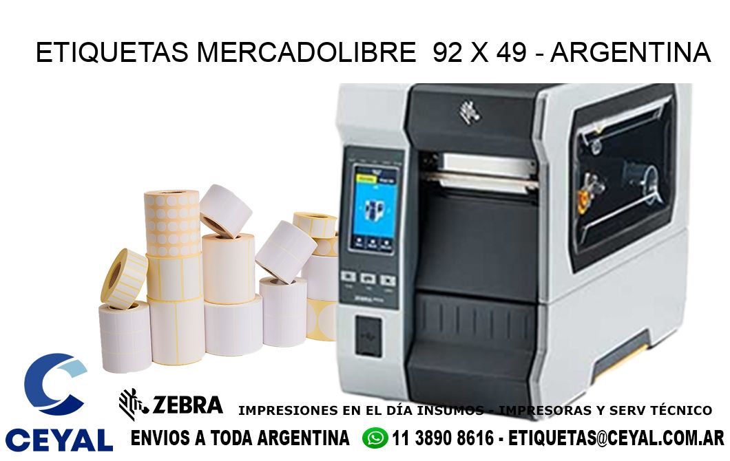 ETIQUETAS MERCADOLIBRE 92 x 49 - ARGENTINA