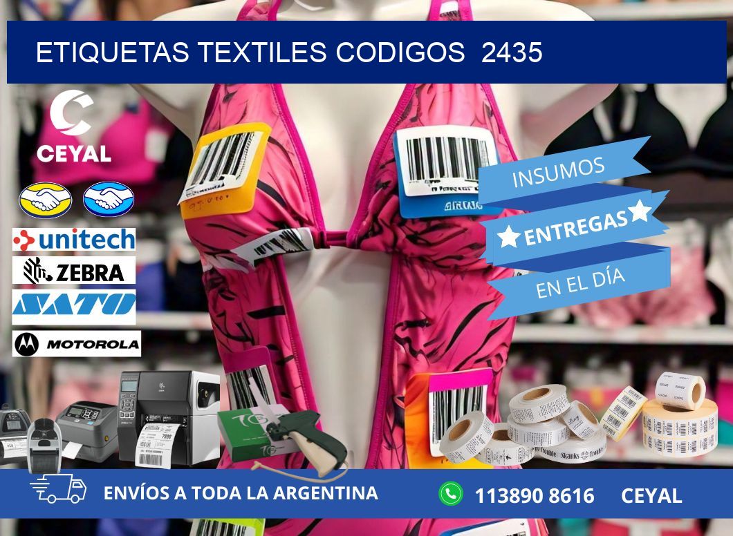 ETIQUETAS TEXTILES CODIGOS 2435