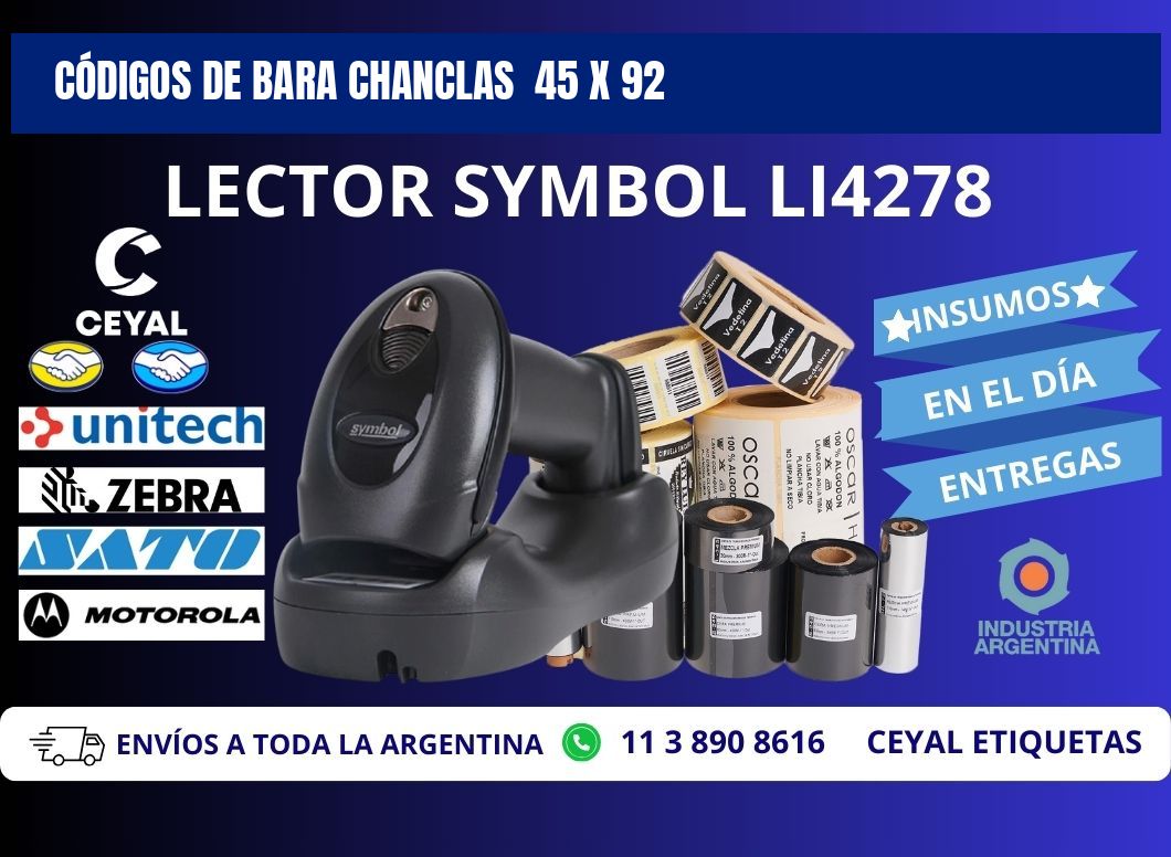 CÓDIGOS DE BARA CHANCLAS 45 x 92