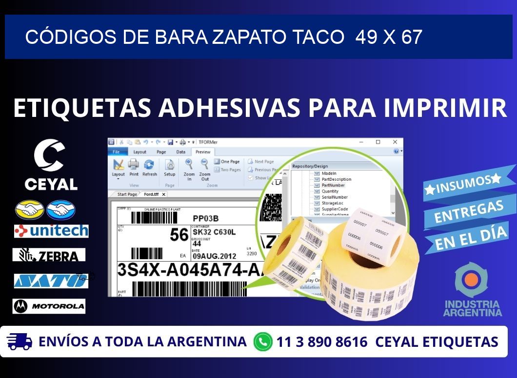 CÓDIGOS DE BARA ZAPATO TACO 49 x 67
