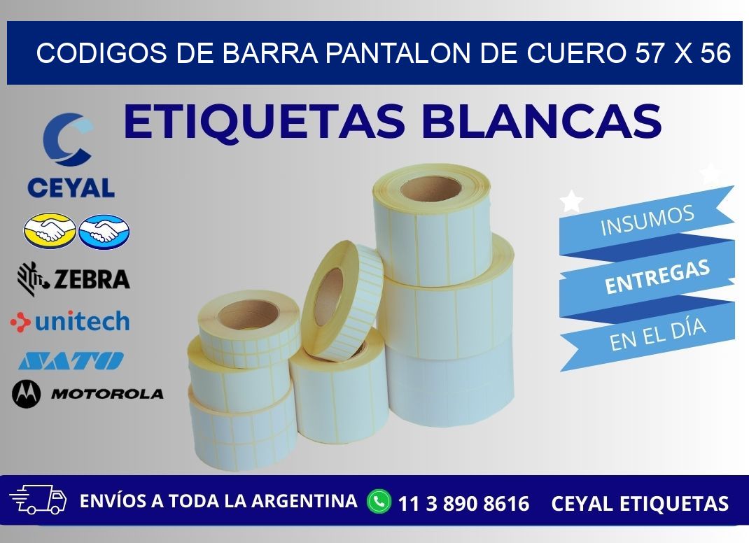 CODIGOS DE BARRA PANTALON DE CUERO 57 x 56