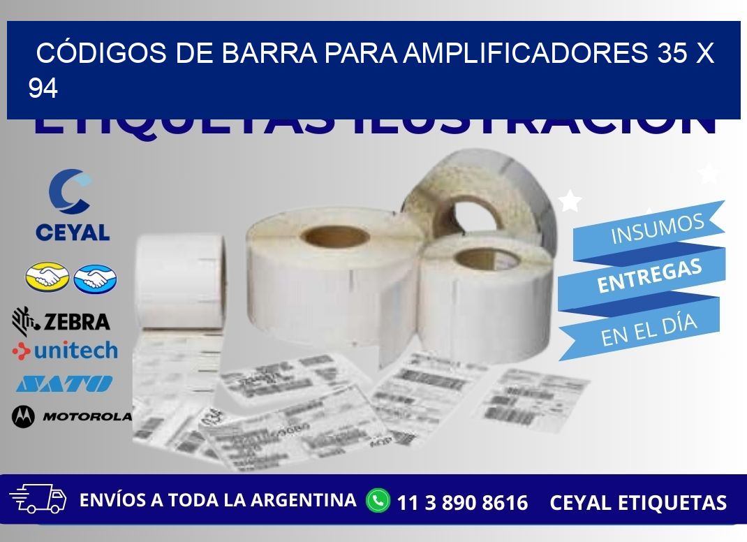 CÓDIGOS DE BARRA PARA AMPLIFICADORES 35 x 94