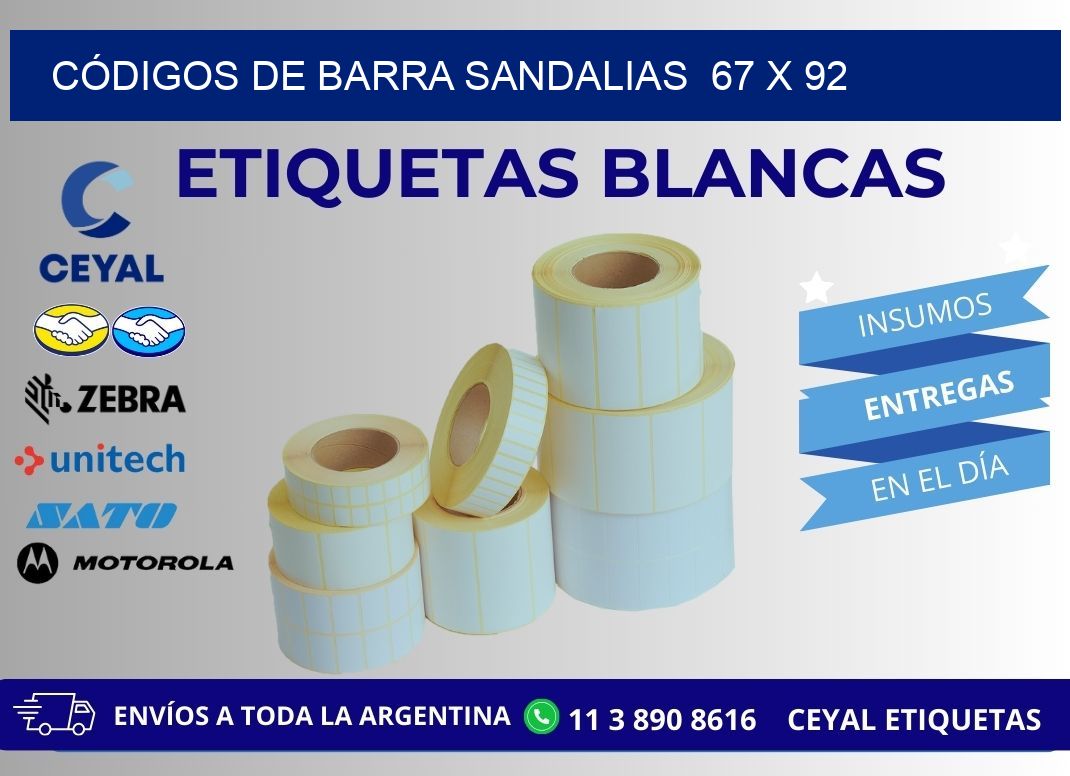 CÓDIGOS DE BARRA SANDALIAS 67 x 92