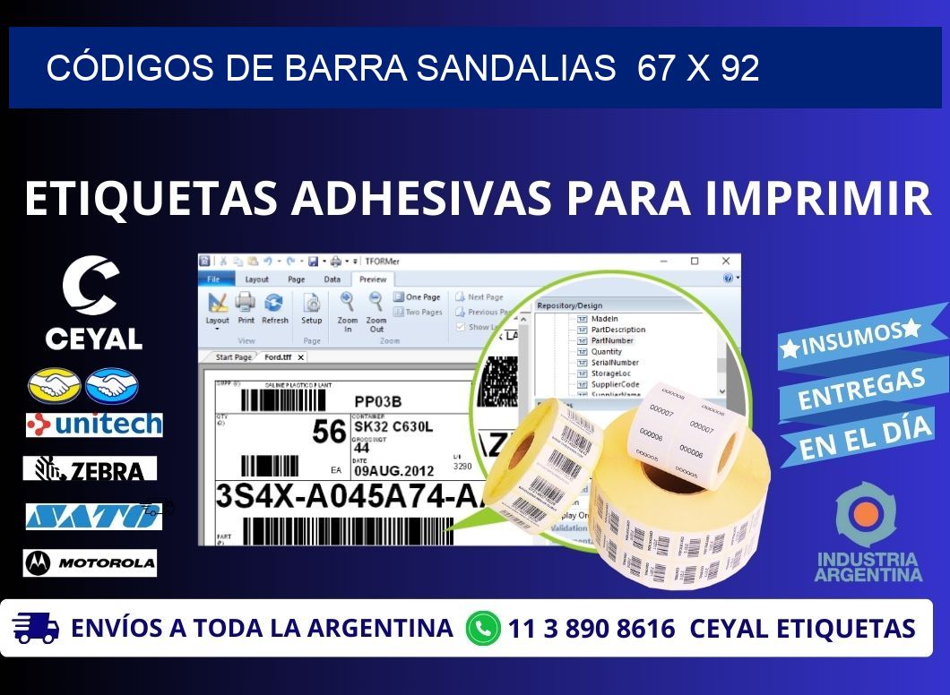 CÓDIGOS DE BARRA SANDALIAS 67 x 92