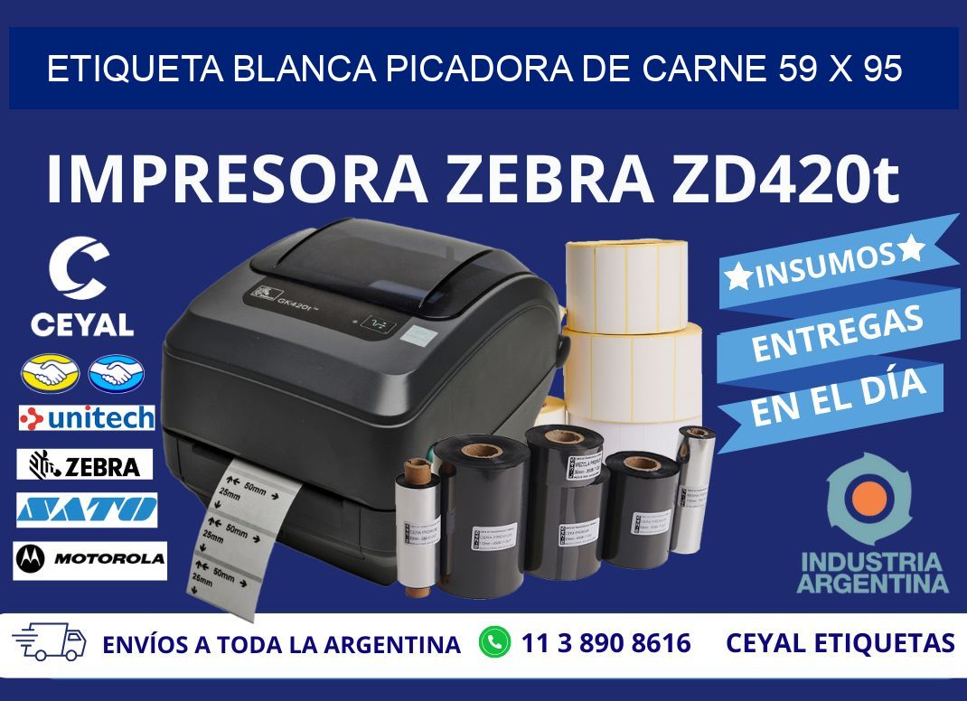 ETIQUETA BLANCA PICADORA DE CARNE 59 x 95