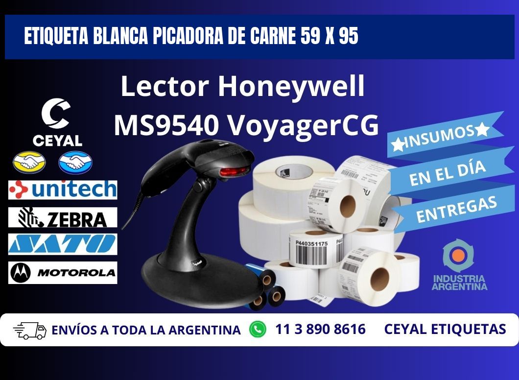 ETIQUETA BLANCA PICADORA DE CARNE 59 x 95