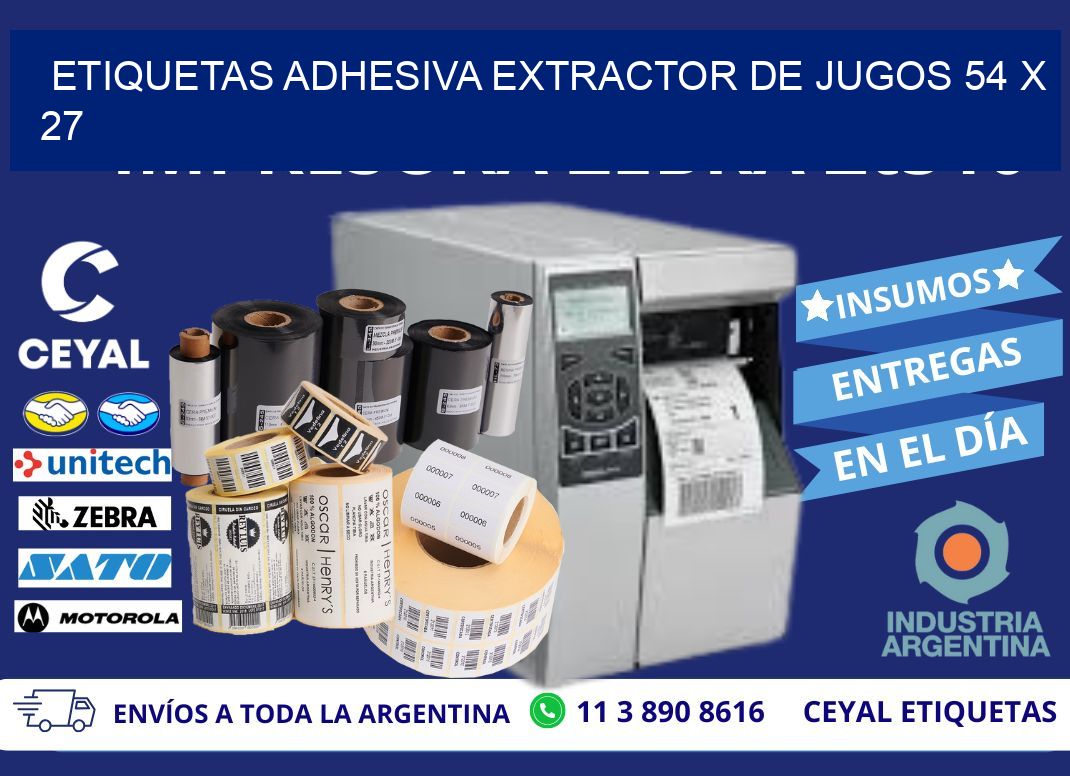 ETIQUETAS ADHESIVA EXTRACTOR DE JUGOS 54 x 27