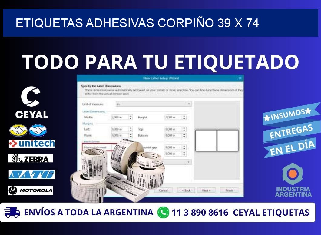 ETIQUETAS ADHESIVAS CORPIÑO 39 x 74