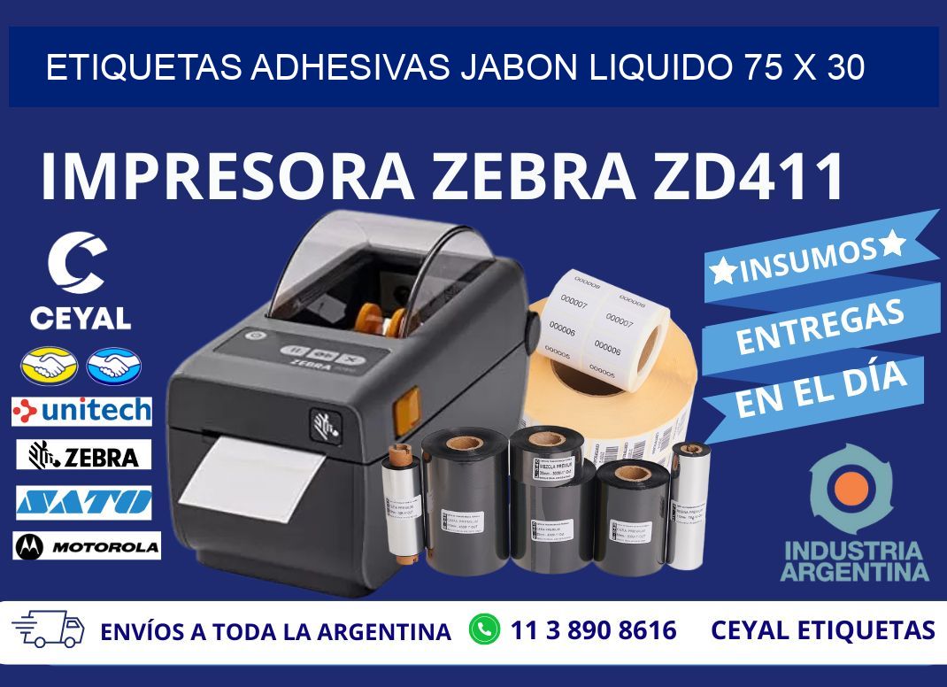 ETIQUETAS ADHESIVAS JABON LIQUIDO 75 x 30