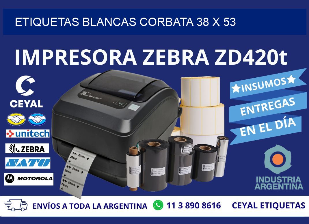 ETIQUETAS BLANCAS CORBATA 38 x 53