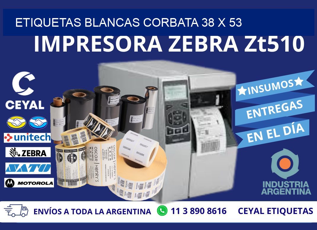 ETIQUETAS BLANCAS CORBATA 38 x 53