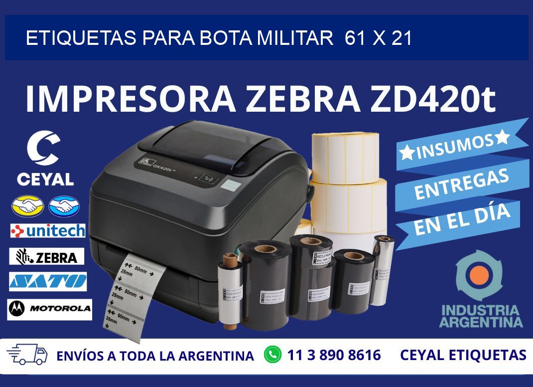ETIQUETAS PARA BOTA MILITAR 61 x 21
