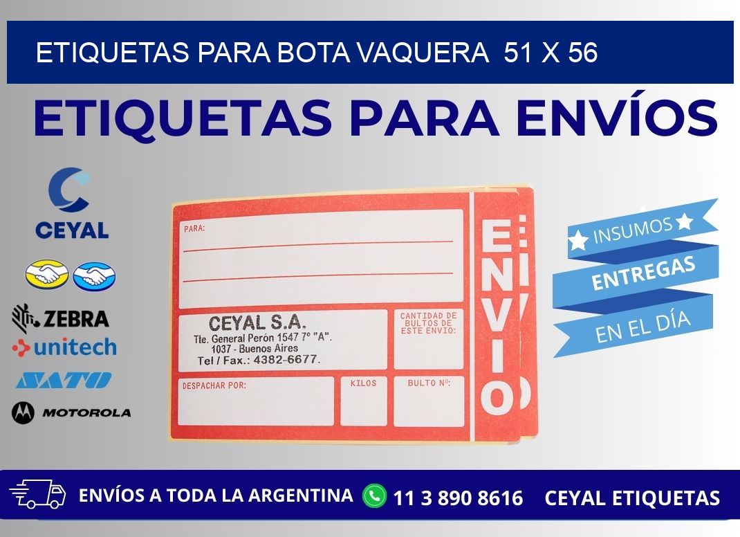 ETIQUETAS PARA BOTA VAQUERA 51 x 56