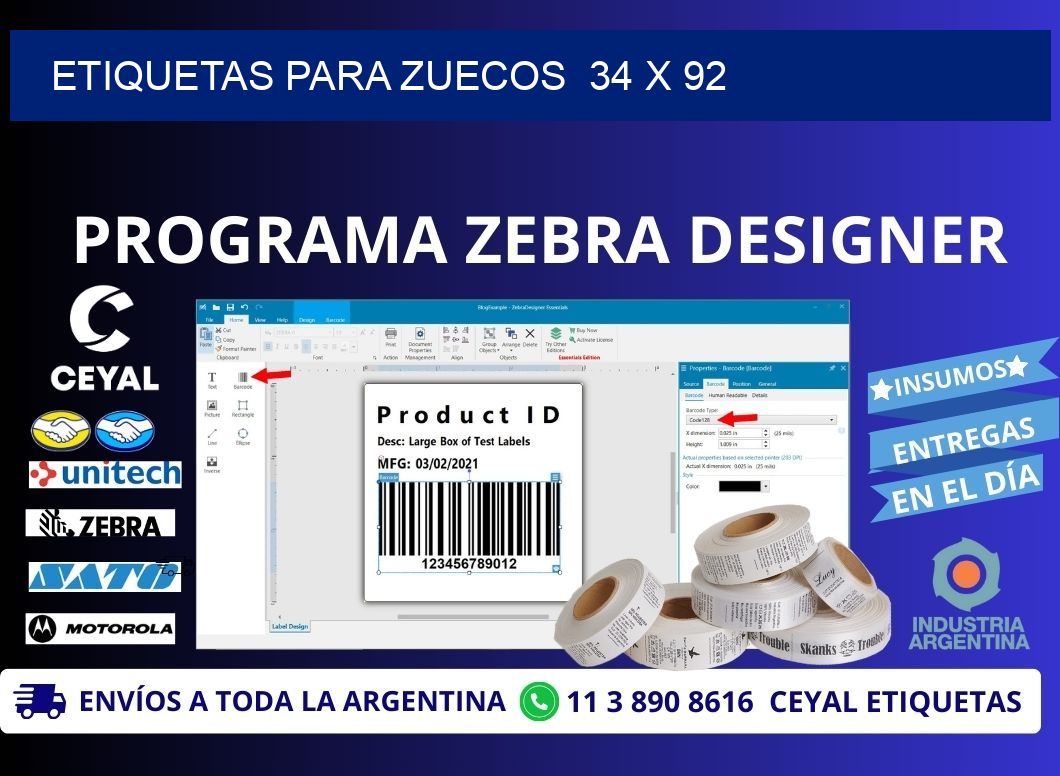 ETIQUETAS PARA ZUECOS 34 x 92