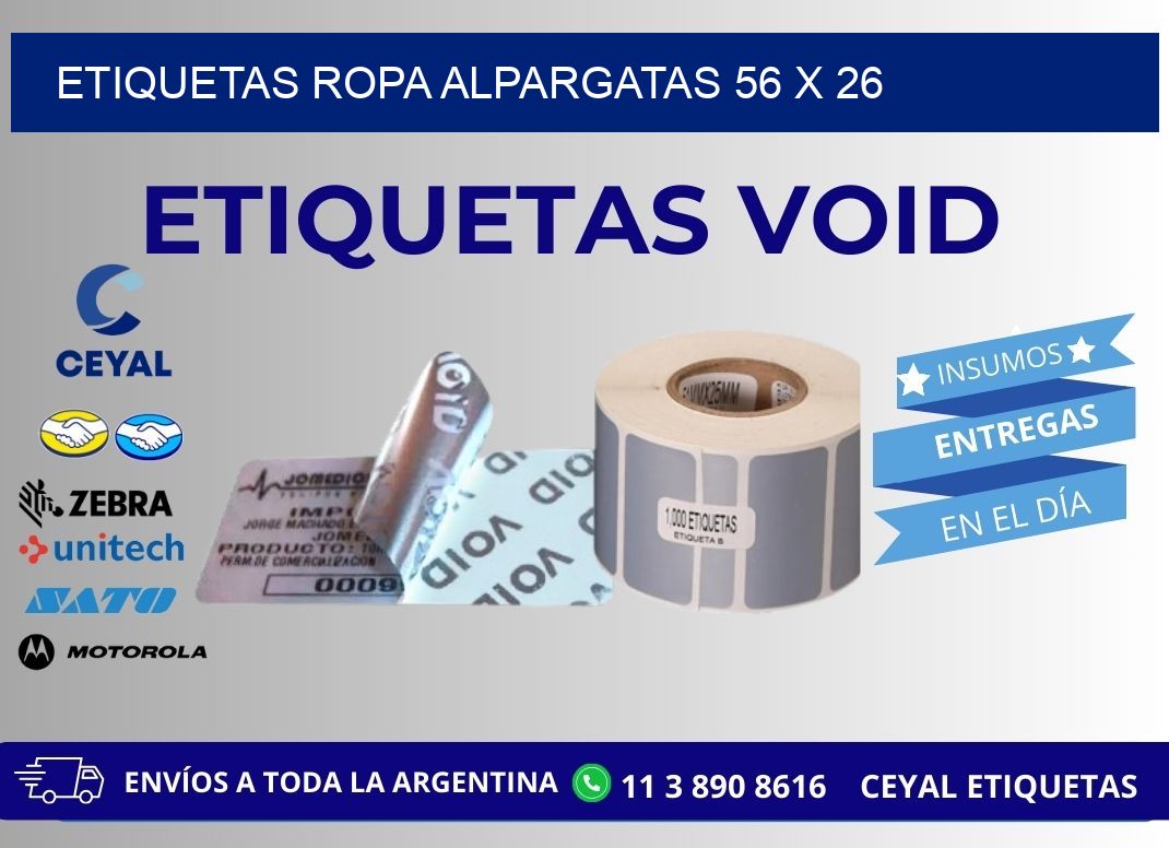 ETIQUETAS ROPA ALPARGATAS 56 x 26