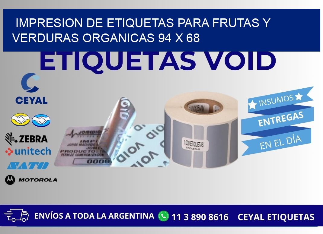 IMPRESION DE ETIQUETAS PARA FRUTAS Y VERDURAS ORGANICAS 94 x 68
