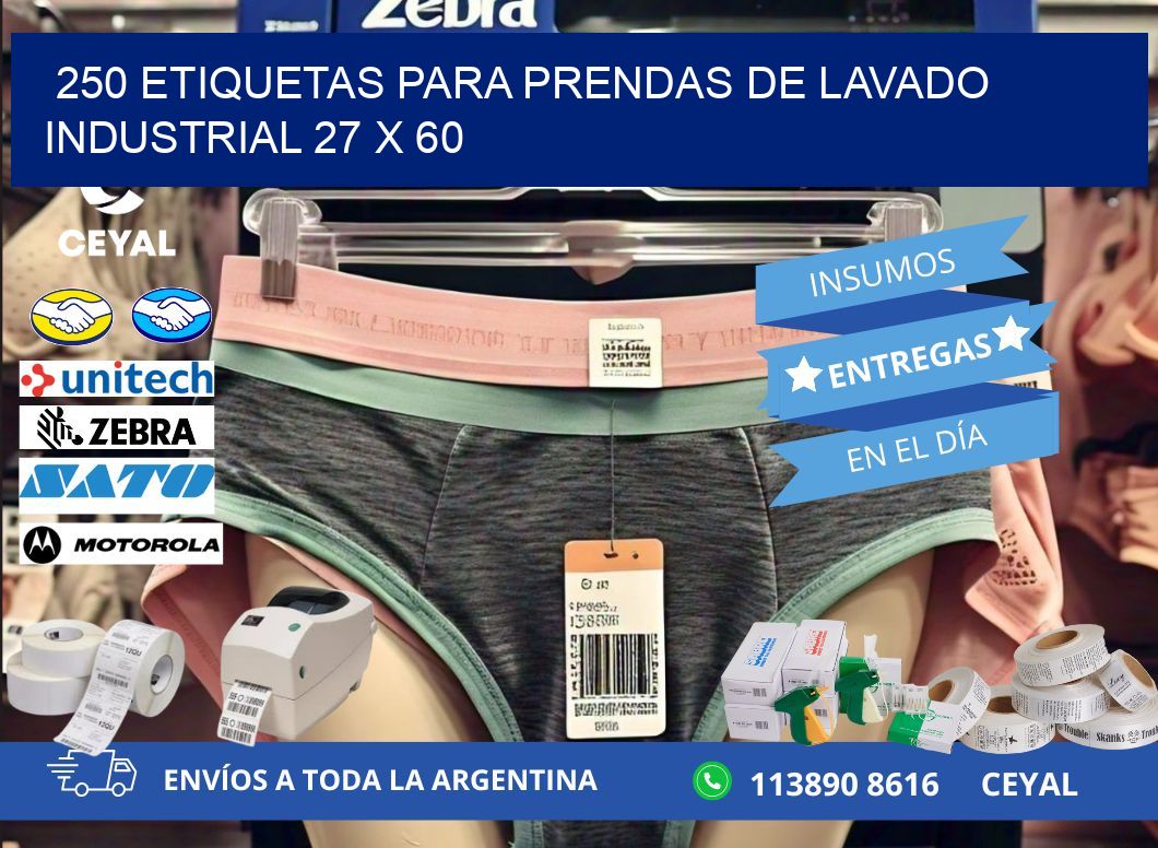 250 ETIQUETAS PARA PRENDAS DE LAVADO INDUSTRIAL 27 x 60