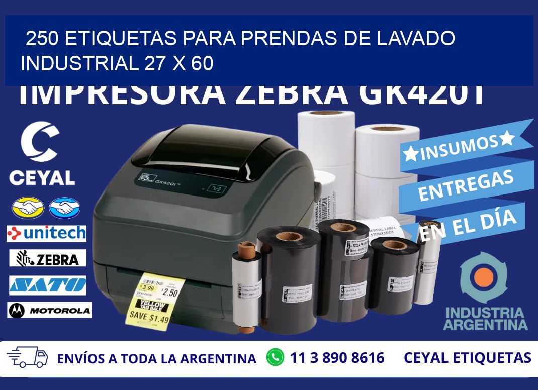 250 ETIQUETAS PARA PRENDAS DE LAVADO INDUSTRIAL 27 x 60