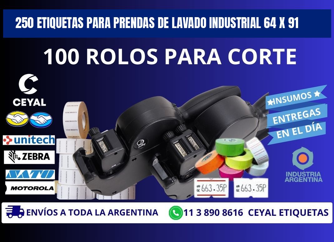 250 ETIQUETAS PARA PRENDAS DE LAVADO INDUSTRIAL 64 x 91
