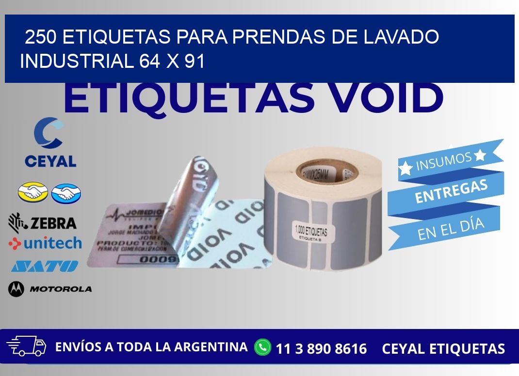 250 ETIQUETAS PARA PRENDAS DE LAVADO INDUSTRIAL 64 x 91