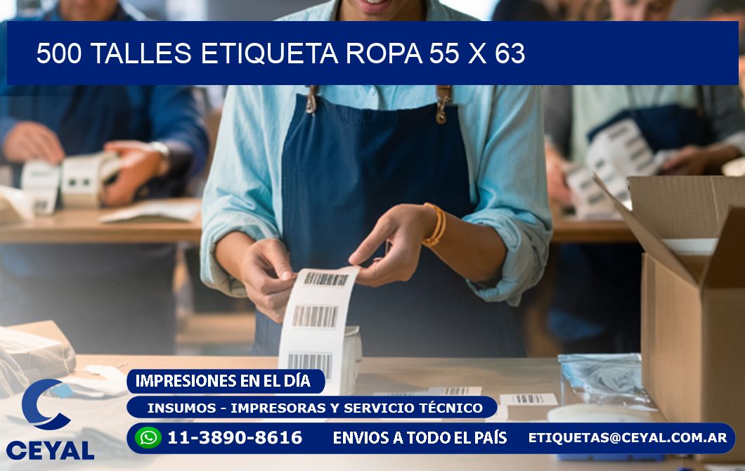 500 TALLES ETIQUETA ROPA 55 x 63