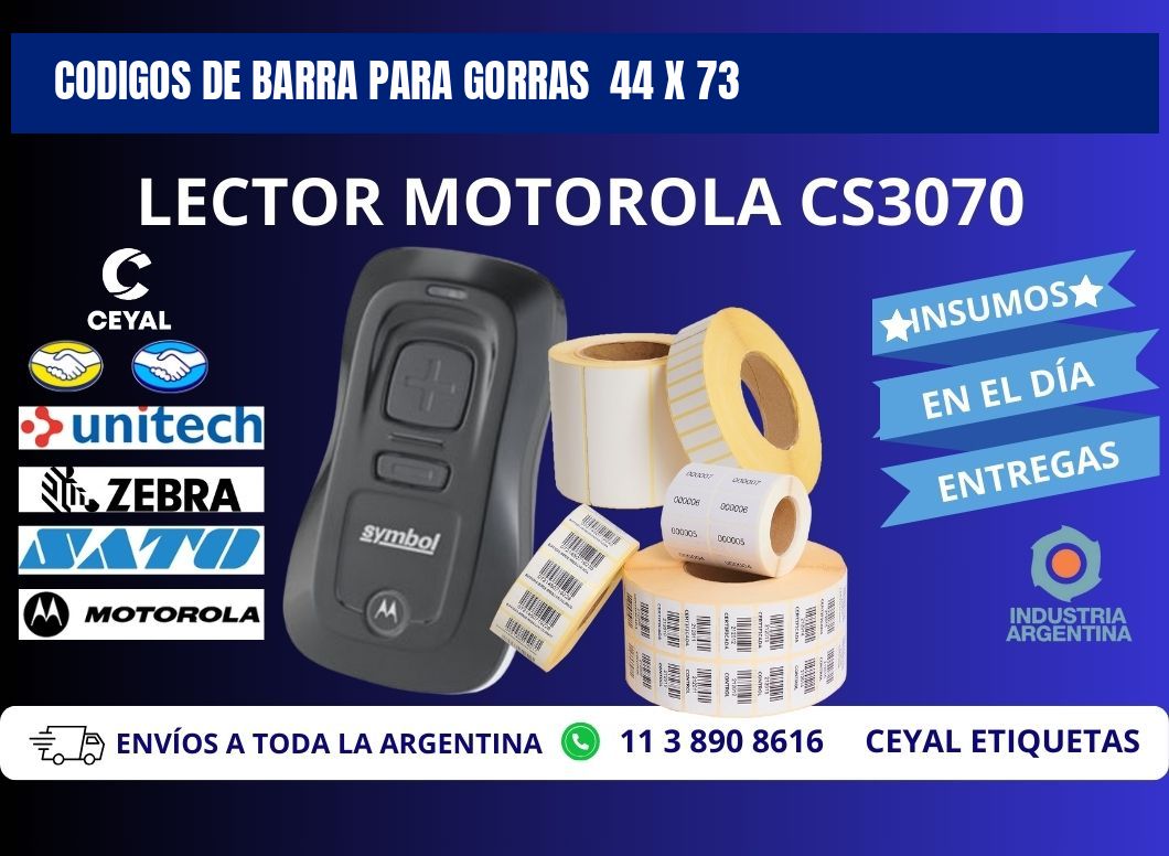 CODIGOS DE BARRA PARA GORRAS  44 x 73