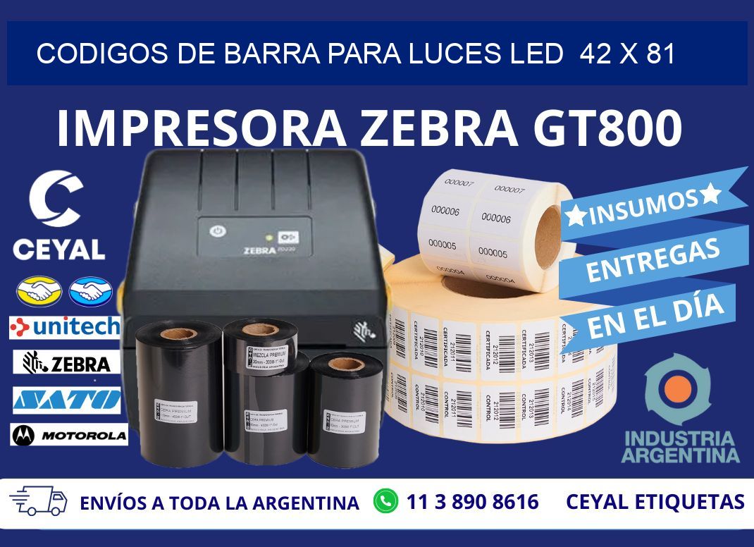 CODIGOS DE BARRA PARA LUCES LED 42 x 81
