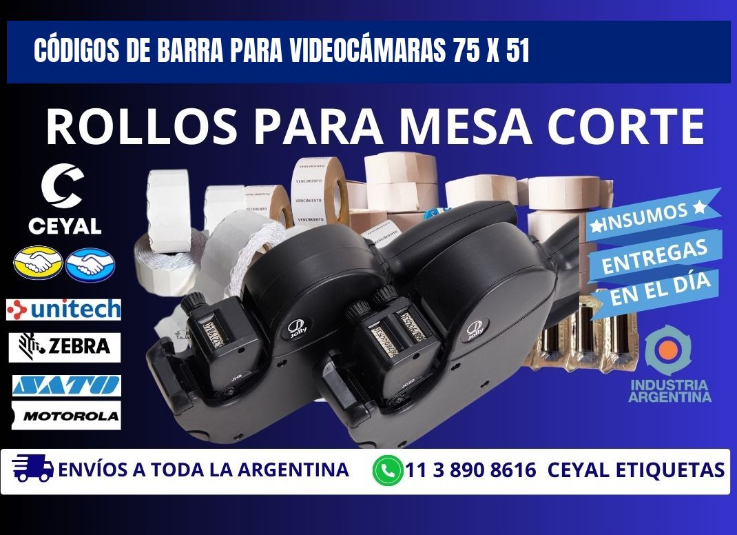 CÓDIGOS DE BARRA PARA VIDEOCÁMARAS 75 x 51