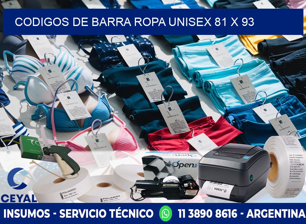 CODIGOS DE BARRA ROPA UNISEX 81 x 93