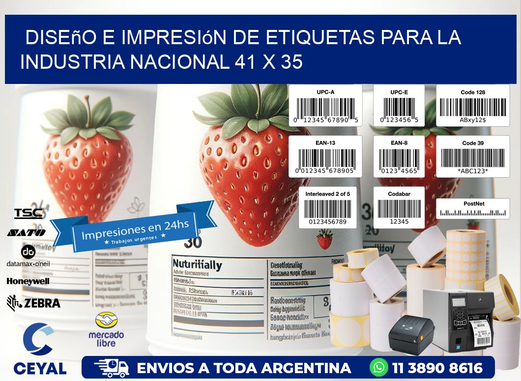 Diseño e Impresión de Etiquetas para la Industria Nacional 41 x 35
