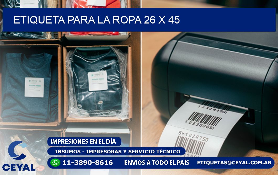 ETIQUETA PARA LA ROPA 26 x 45